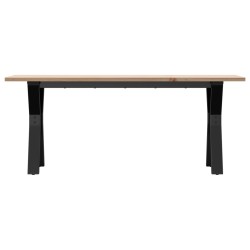 Table basse cadre en Y 110x40x45 cm bois de pin massif et acier 