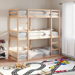 Lit superposé triple sans matelas 90x200 cm bois de pin massif 