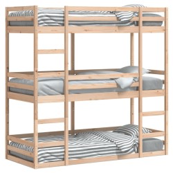 Lit superposé triple sans matelas 90x200 cm bois de pin massif 