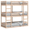 Lit superposé triple sans matelas 90x200 cm bois de pin massif 