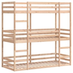 Lit superposé triple sans matelas 90x200 cm bois de pin massif 