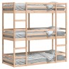 Lit superposé triple sans matelas 90x200 cm bois de pin massif 