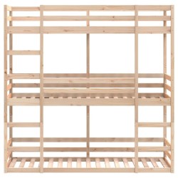 Lit superposé triple sans matelas 90x200 cm bois de pin massif 