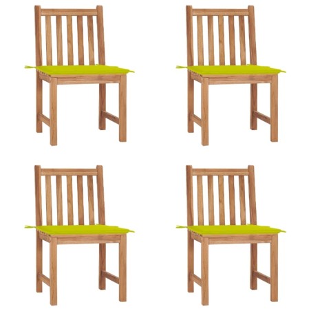 Chaises de jardin lot de 4 avec coussins Bois de teck massif 