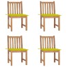 Chaises de jardin lot de 4 avec coussins Bois de teck massif 