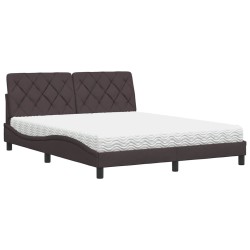 Lit avec matelas marron foncé 160x200 cm tissu 