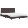 Lit avec matelas marron foncé 160x200 cm tissu 