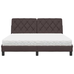Lit avec matelas marron foncé 160x200 cm tissu 