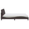 Lit avec matelas marron foncé 160x200 cm tissu 