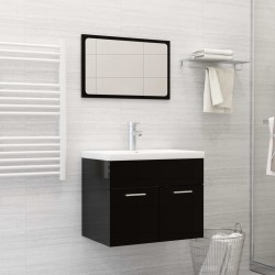 Ensemble de meubles de salle de bain Noir brillant Aggloméré 