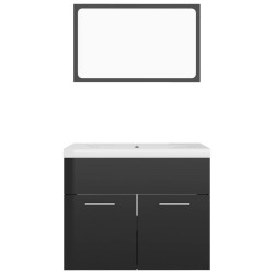 Ensemble de meubles de salle de bain Noir brillant Aggloméré 