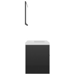 Ensemble de meubles de salle de bain Noir brillant Aggloméré 