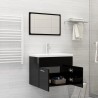 Ensemble de meubles de salle de bain Noir brillant Aggloméré 