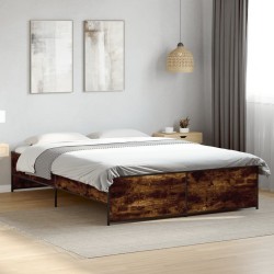 Cadre de lit sans matelas chêne fumé 150x200 cm 