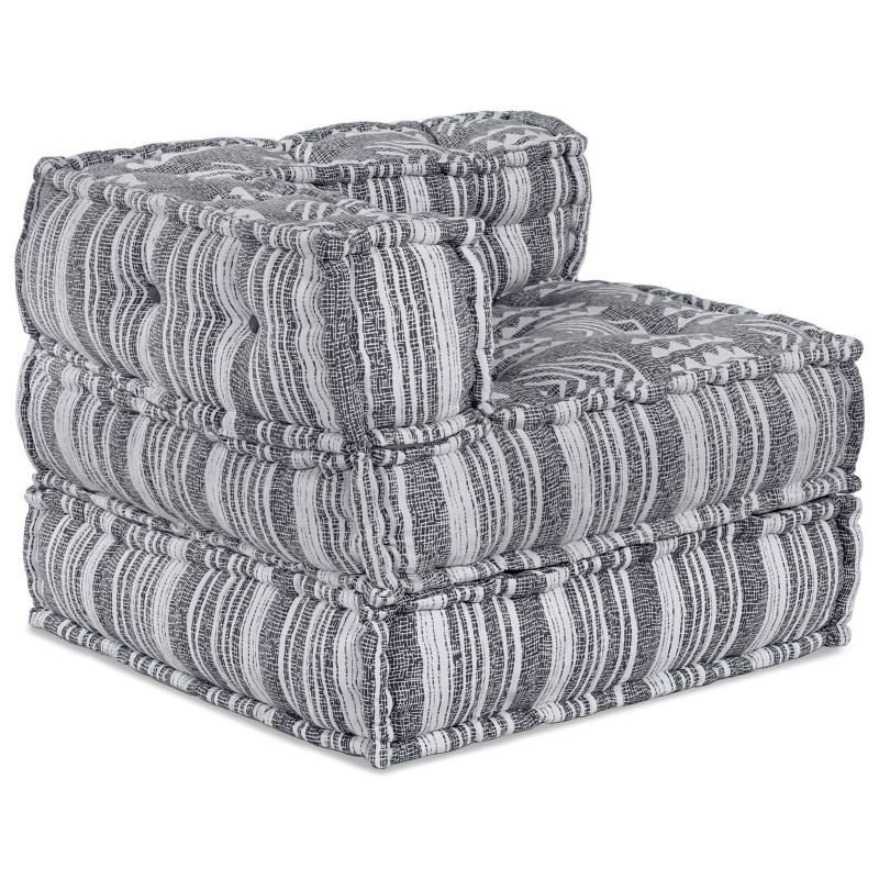 Sofa Pouf Modulaire 3 Places Convertible en Tissu Gris Clair 
