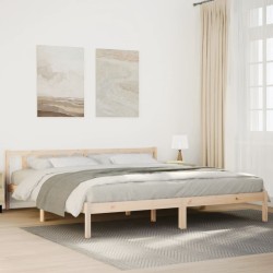 Cadre de lit extra long sans matelas 200x220 cm bois massif pin 