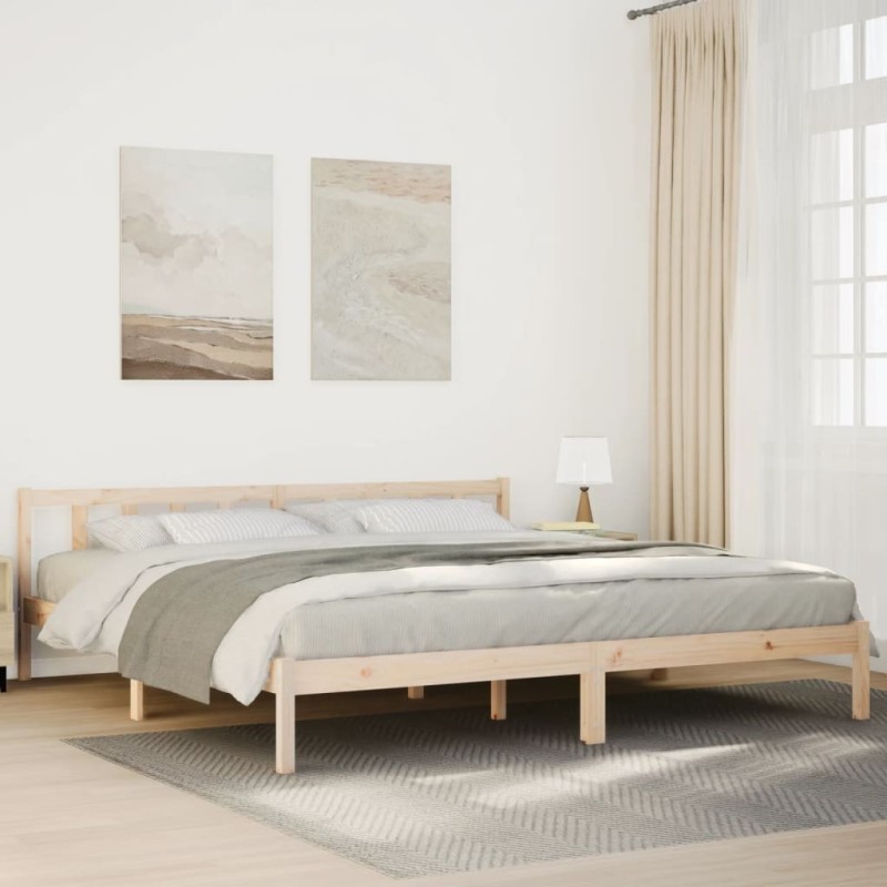 Cadre de lit extra long sans matelas 200x220 cm bois massif pin 