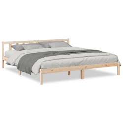 Cadre de lit extra long sans matelas 200x220 cm bois massif pin 