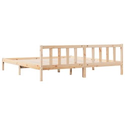Cadre de lit extra long sans matelas 200x220 cm bois massif pin 