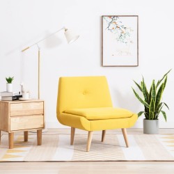 Fauteuil sans accoudoirs jaune tissu 