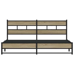 Cadre de lit en métal sans matelas chêne sonoma 183x213 cm 