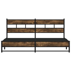 Cadre de lit en métal sans matelas chêne fumé 183x213 cm 