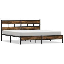 Cadre de lit en métal sans matelas chêne fumé 200x200 cm 