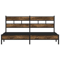 Cadre de lit en métal sans matelas chêne fumé 200x200 cm 