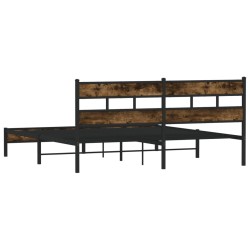 Cadre de lit en métal sans matelas chêne fumé 200x200 cm 
