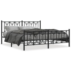 Cadre de lit métal sans matelas avec pied de lit noir 180x200cm 