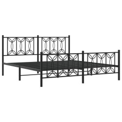Cadre de lit métal sans matelas avec pied de lit noir 180x200cm 