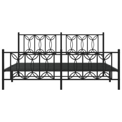 Cadre de lit métal sans matelas avec pied de lit noir 180x200cm 