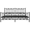 Cadre de lit métal sans matelas avec pied de lit noir 180x200cm 