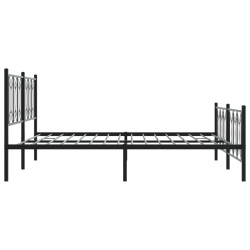 Cadre de lit métal sans matelas avec pied de lit noir 180x200cm 