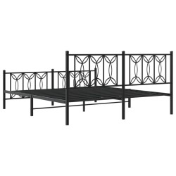 Cadre de lit métal sans matelas avec pied de lit noir 180x200cm 