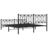 Cadre de lit métal sans matelas avec pied de lit noir 180x200cm 