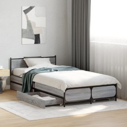 Cadre de lit avec tiroirs sans matelas sonoma gris 75x190 cm 