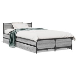 Cadre de lit avec tiroirs sans matelas sonoma gris 75x190 cm 