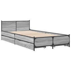 Cadre de lit avec tiroirs sans matelas sonoma gris 75x190 cm 