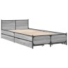 Cadre de lit avec tiroirs sans matelas sonoma gris 75x190 cm 