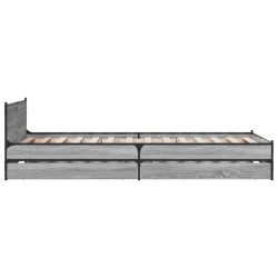 Cadre de lit avec tiroirs sans matelas sonoma gris 75x190 cm 
