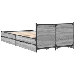 Cadre de lit avec tiroirs sans matelas sonoma gris 75x190 cm 