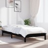 Cadre de lit sans matelas noir bois massif 