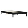 Cadre de lit sans matelas noir bois massif 