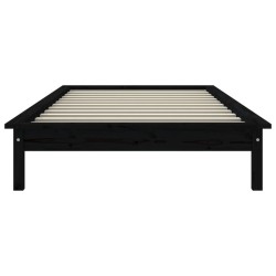 Cadre de lit sans matelas noir bois massif 
