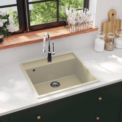 Évier de cuisine avec trou de trop-plein Beige Granit 