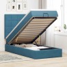 Cadre de lit ottoman avec matelas bleu foncé 100x200 cm velours 