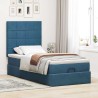 Cadre de lit ottoman avec matelas bleu foncé 100x200 cm velours 