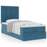 Cadre de lit ottoman avec matelas bleu foncé 100x200 cm velours 