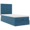 Cadre de lit ottoman avec matelas bleu foncé 100x200 cm velours 
